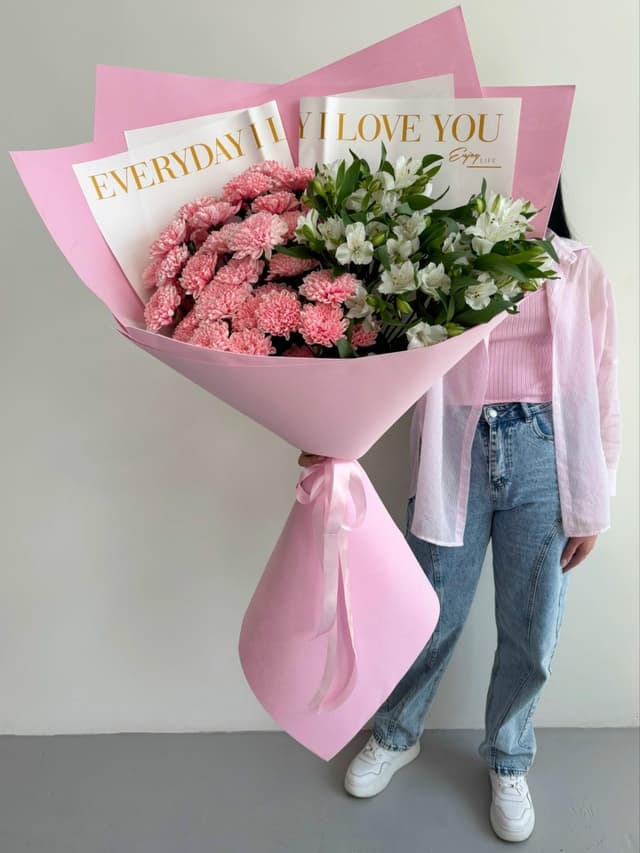 Букет гигант из альстромерий и хризантем